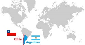 chile argentina map and flag